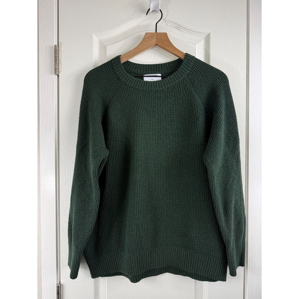 Old Navy Women’s SoSoft Sweater Size L Green Crewneck Textured Knit Pullover